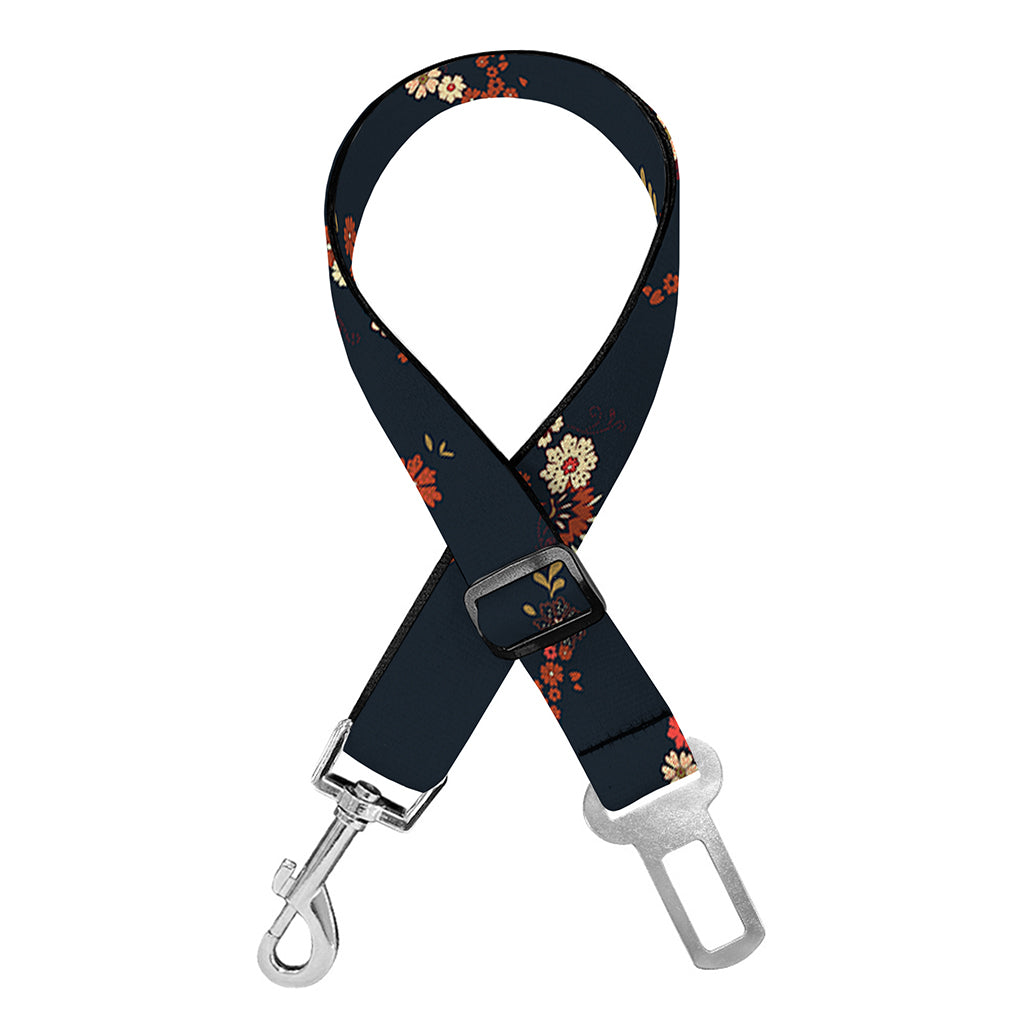 Boho Paisley Flower Pattern Print Dog Seat Belt