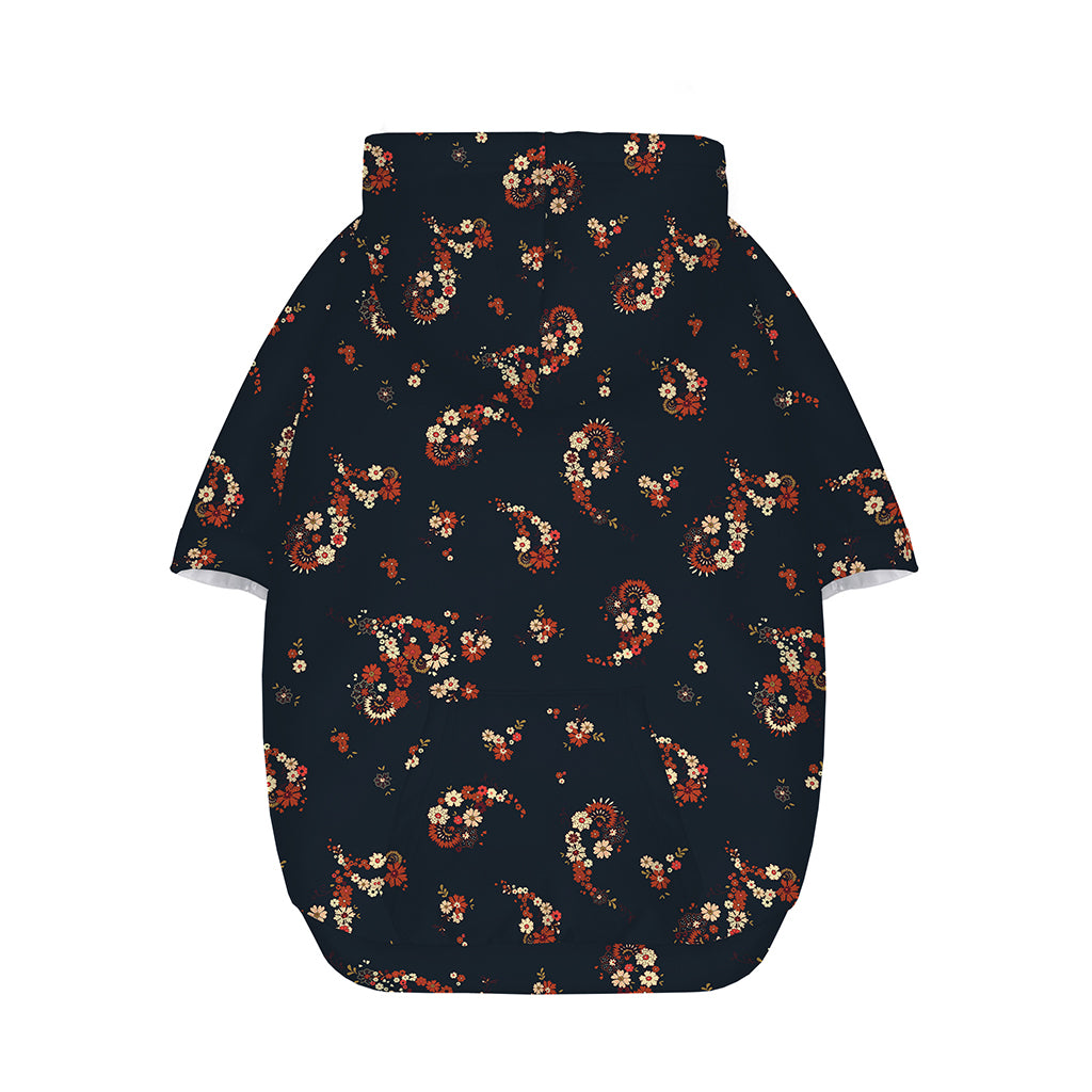 Boho Paisley Flower Pattern Print Dog Zip Up Hoodie