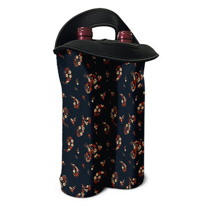 Boho Paisley Flower Pattern Print Double Neoprene Wine Tote