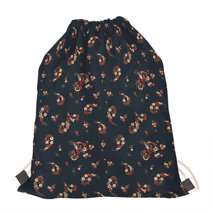 Boho Paisley Flower Pattern Print Drawstring Bag