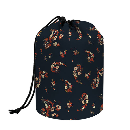 Boho Paisley Flower Pattern Print Drawstring Makeup Bag