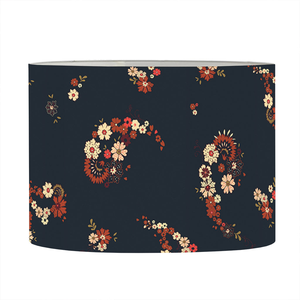 Boho Paisley Flower Pattern Print Drum Lamp Shade