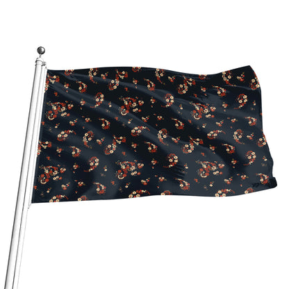 Boho Paisley Flower Pattern Print Flag