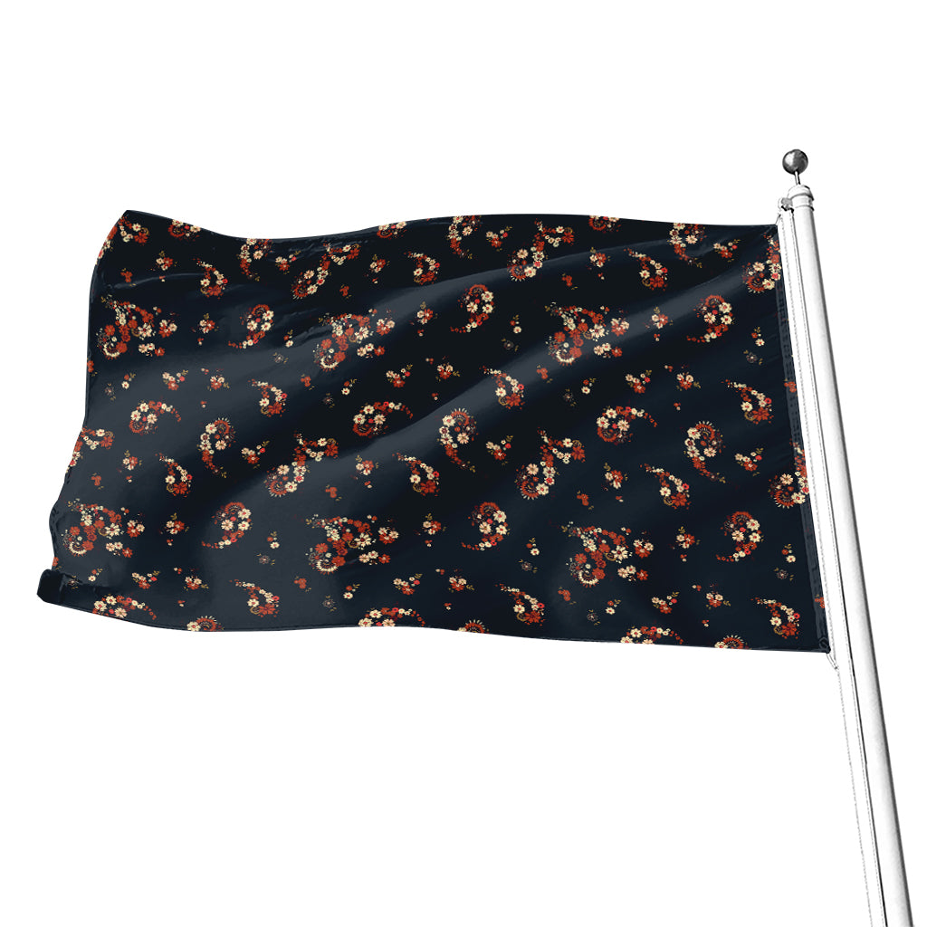 Boho Paisley Flower Pattern Print Flag
