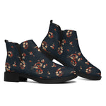 Boho Paisley Flower Pattern Print Flat Ankle Boots