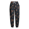 Boho Paisley Flower Pattern Print Fleece Lined Knit Pants