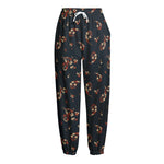 Boho Paisley Flower Pattern Print Fleece Lined Knit Pants