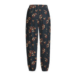 Boho Paisley Flower Pattern Print Fleece Lined Knit Pants