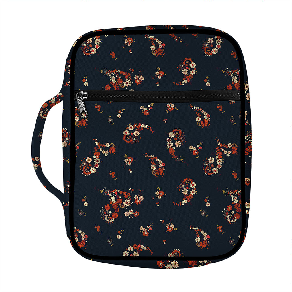 Boho Paisley Flower Pattern Print Front Pocket Bible Bag