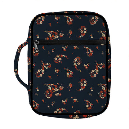 Boho Paisley Flower Pattern Print Front Pocket Bible Bag