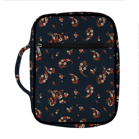 Boho Paisley Flower Pattern Print Front Pocket Bible Bag