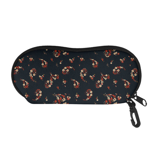 Boho Paisley Flower Pattern Print Glasses Case