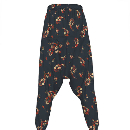 Boho Paisley Flower Pattern Print Hammer Pants
