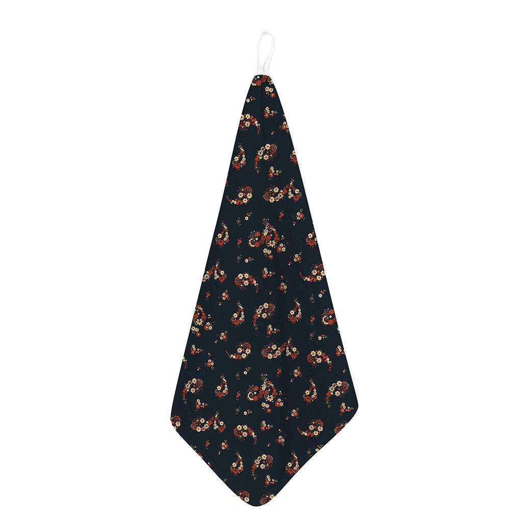 Boho Paisley Flower Pattern Print Hand Towel