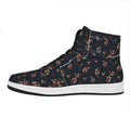 Boho Paisley Flower Pattern Print High Top Leather Sneakers