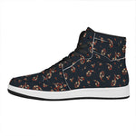 Boho Paisley Flower Pattern Print High Top Leather Sneakers
