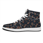 Boho Paisley Flower Pattern Print High Top Leather Sneakers