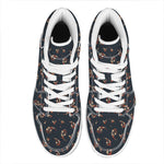 Boho Paisley Flower Pattern Print High Top Leather Sneakers