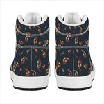 Boho Paisley Flower Pattern Print High Top Leather Sneakers
