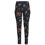 Boho Paisley Flower Pattern Print High-Waisted Pocket Leggings