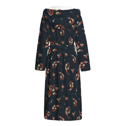 Boho Paisley Flower Pattern Print Hooded Bathrobe