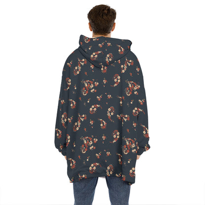 Boho Paisley Flower Pattern Print Hoodie Blanket