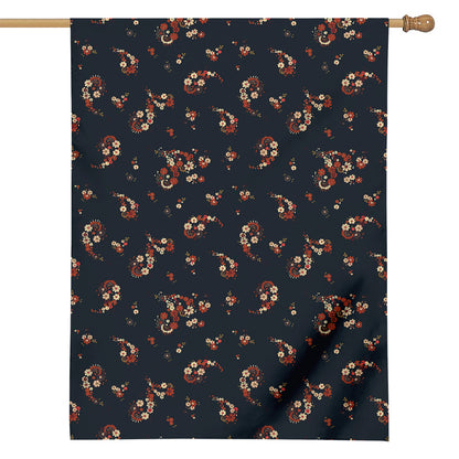 Boho Paisley Flower Pattern Print House Flag