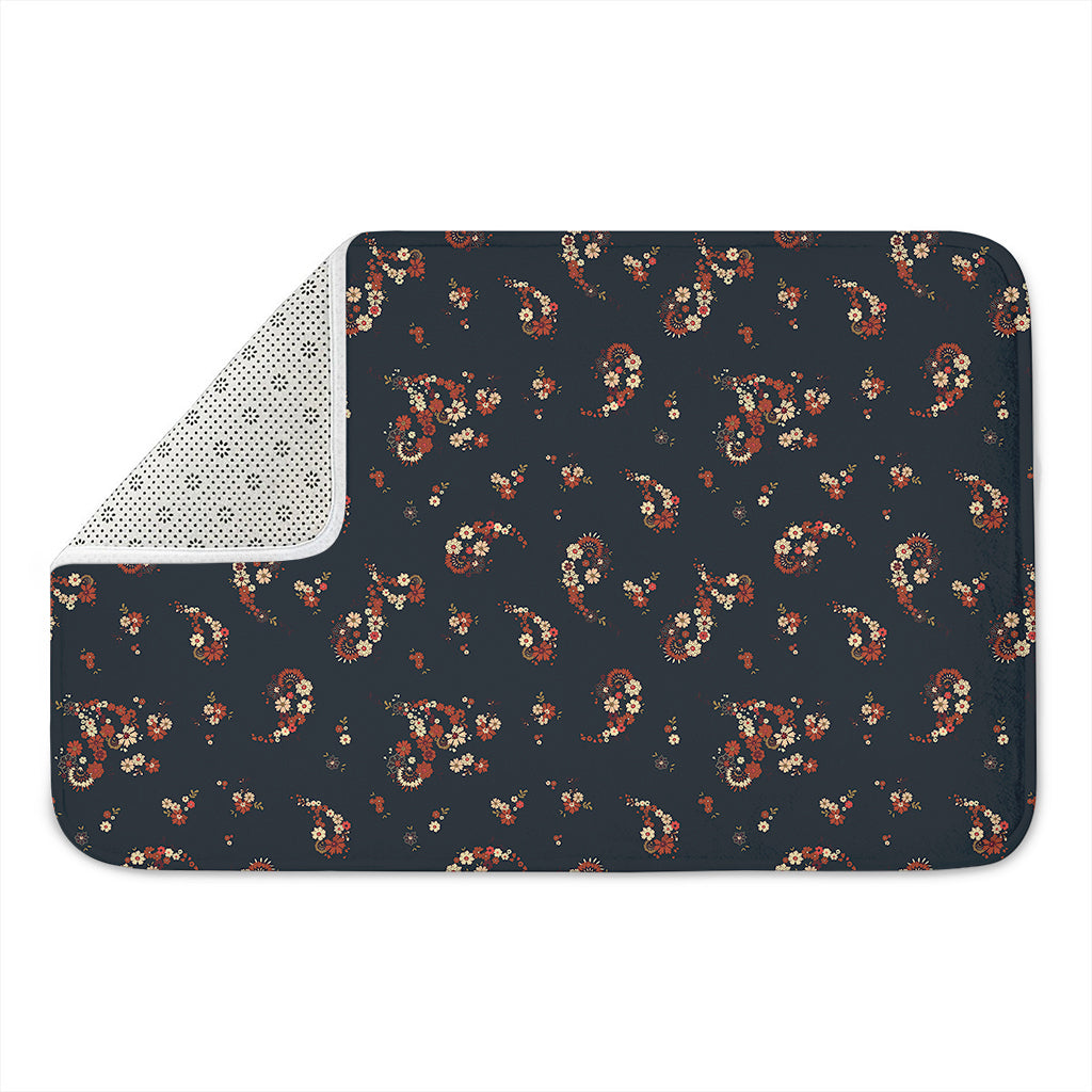 Boho Paisley Flower Pattern Print Indoor Door Mat