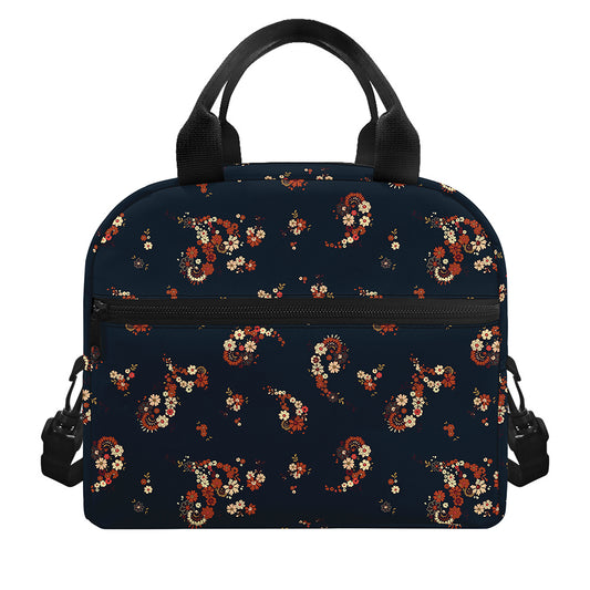 Boho Paisley Flower Pattern Print Insulated Lunch Bag