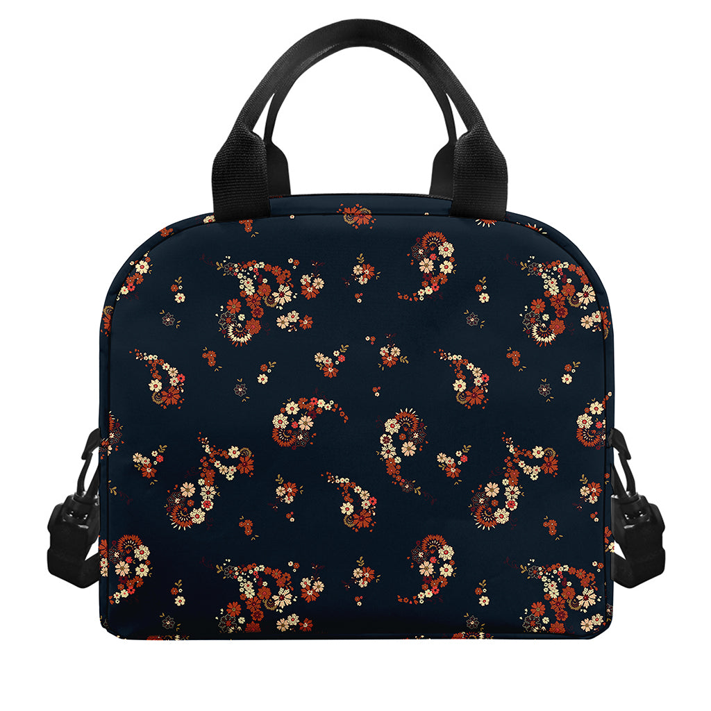 Boho Paisley Flower Pattern Print Insulated Lunch Bag