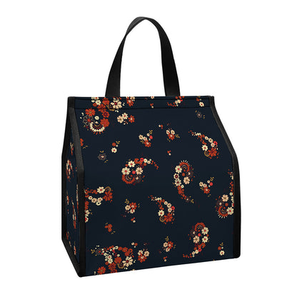 Boho Paisley Flower Pattern Print Insulated Lunch Tote