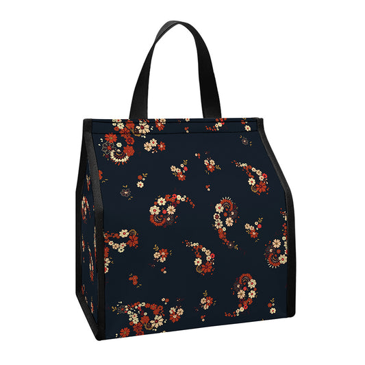 Boho Paisley Flower Pattern Print Insulated Lunch Tote