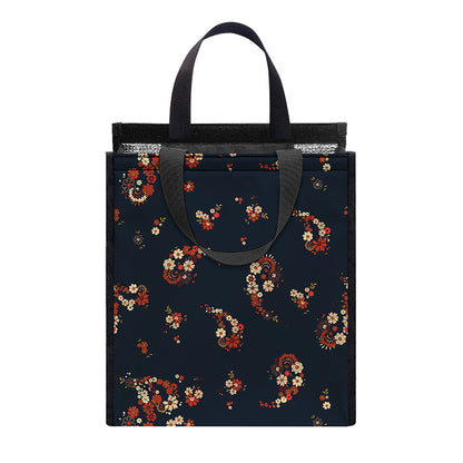 Boho Paisley Flower Pattern Print Insulated Lunch Tote