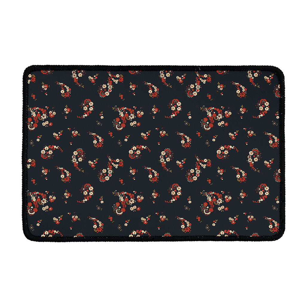 Boho Paisley Flower Pattern Print Kitchen Mat