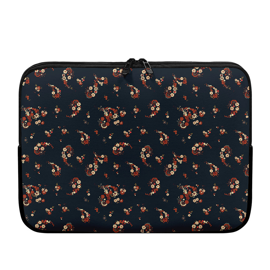 Boho Paisley Flower Pattern Print Laptop Sleeve