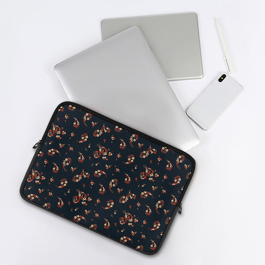 Boho Paisley Flower Pattern Print Laptop Sleeve