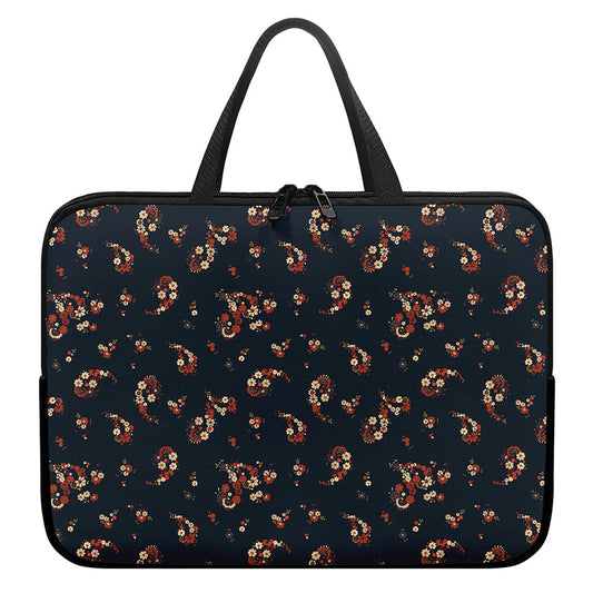 Boho Paisley Flower Pattern Print Laptop Sleeve With Handle