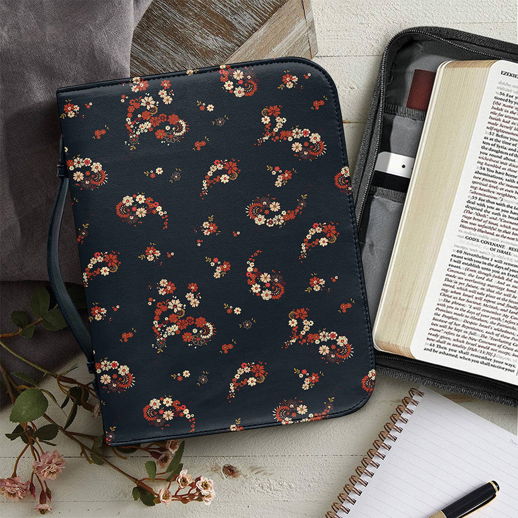 Boho Paisley Flower Pattern Print Leather Bible Cover