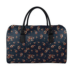 Boho Paisley Flower Pattern Print Leather Duffle Bag