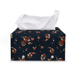 Boho Paisley Flower Pattern Print Leather Tissue Box Cover