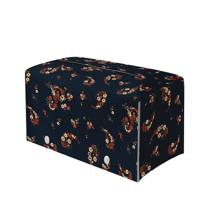 Boho Paisley Flower Pattern Print Leather Tissue Box Cover