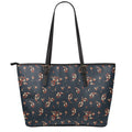 Boho Paisley Flower Pattern Print Leather Tote Bag With Zipper