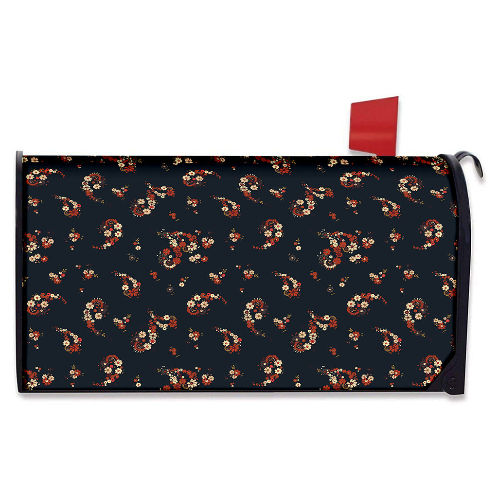Boho Paisley Flower Pattern Print Mailbox Cover