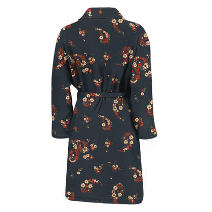 Boho Paisley Flower Pattern Print Men's Bathrobe