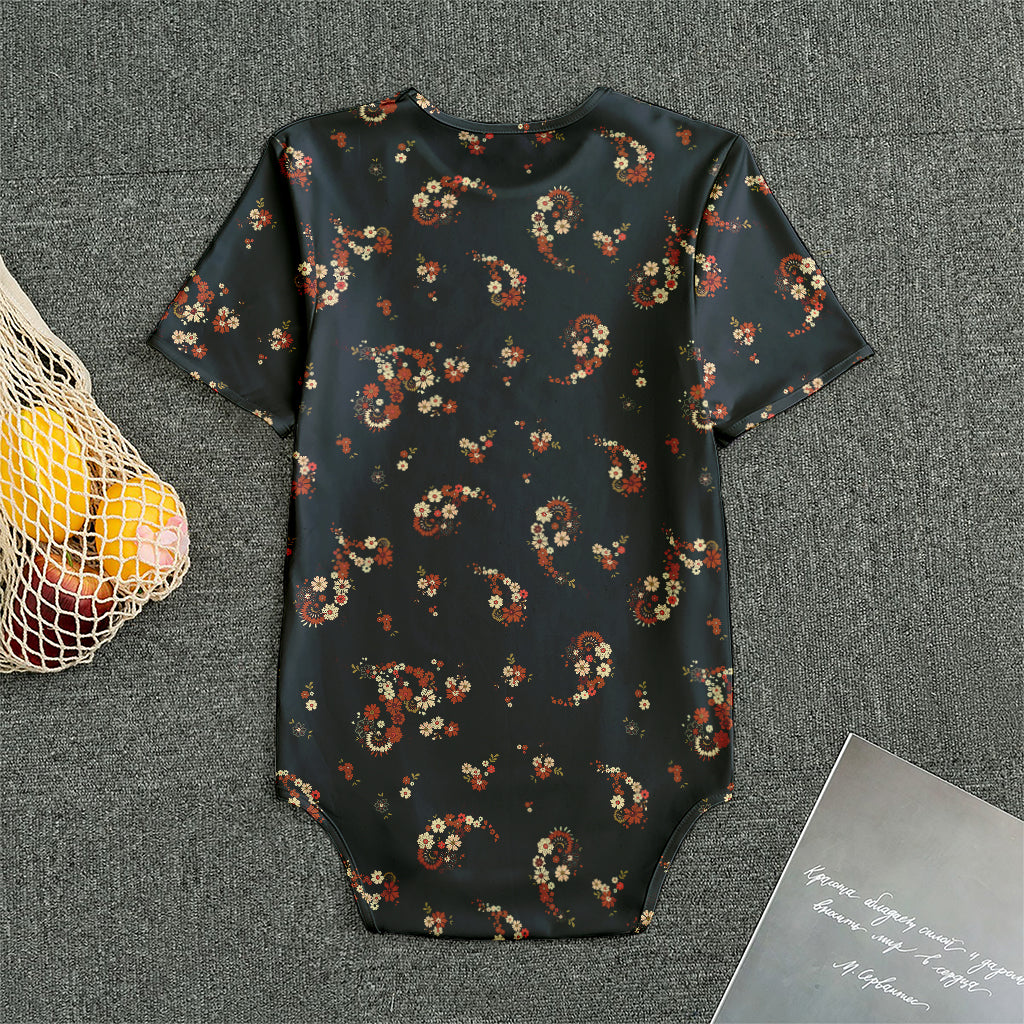 Boho Paisley Flower Pattern Print Men's Bodysuit