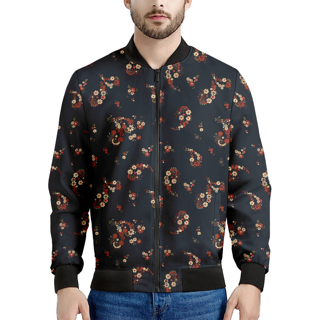 Boho Paisley Flower Pattern Print Men's Bomber Jacket