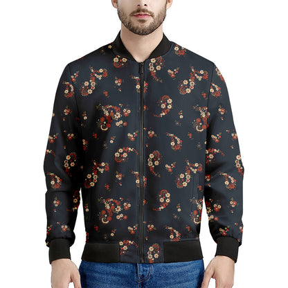 Boho Paisley Flower Pattern Print Men's Bomber Jacket