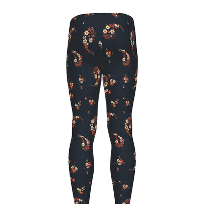 Boho Paisley Flower Pattern Print Men's leggings