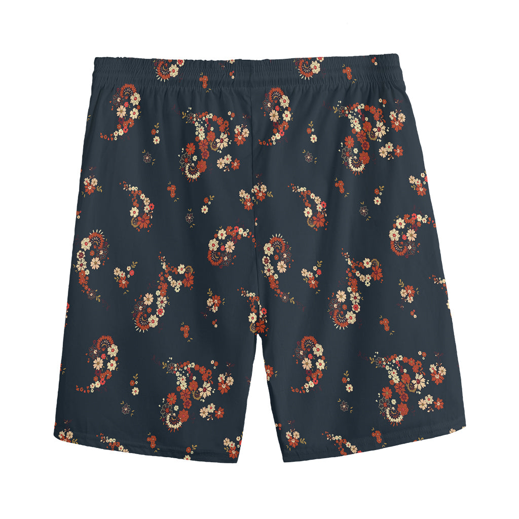 Boho Paisley Flower Pattern Print Men's Sports Shorts