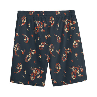 Boho Paisley Flower Pattern Print Men's Sports Shorts